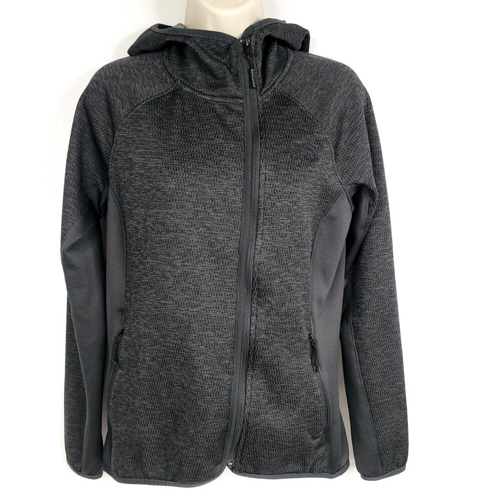 The North Face Womens M Gray Full Zip Hooded Fleece Jacket Outdoor